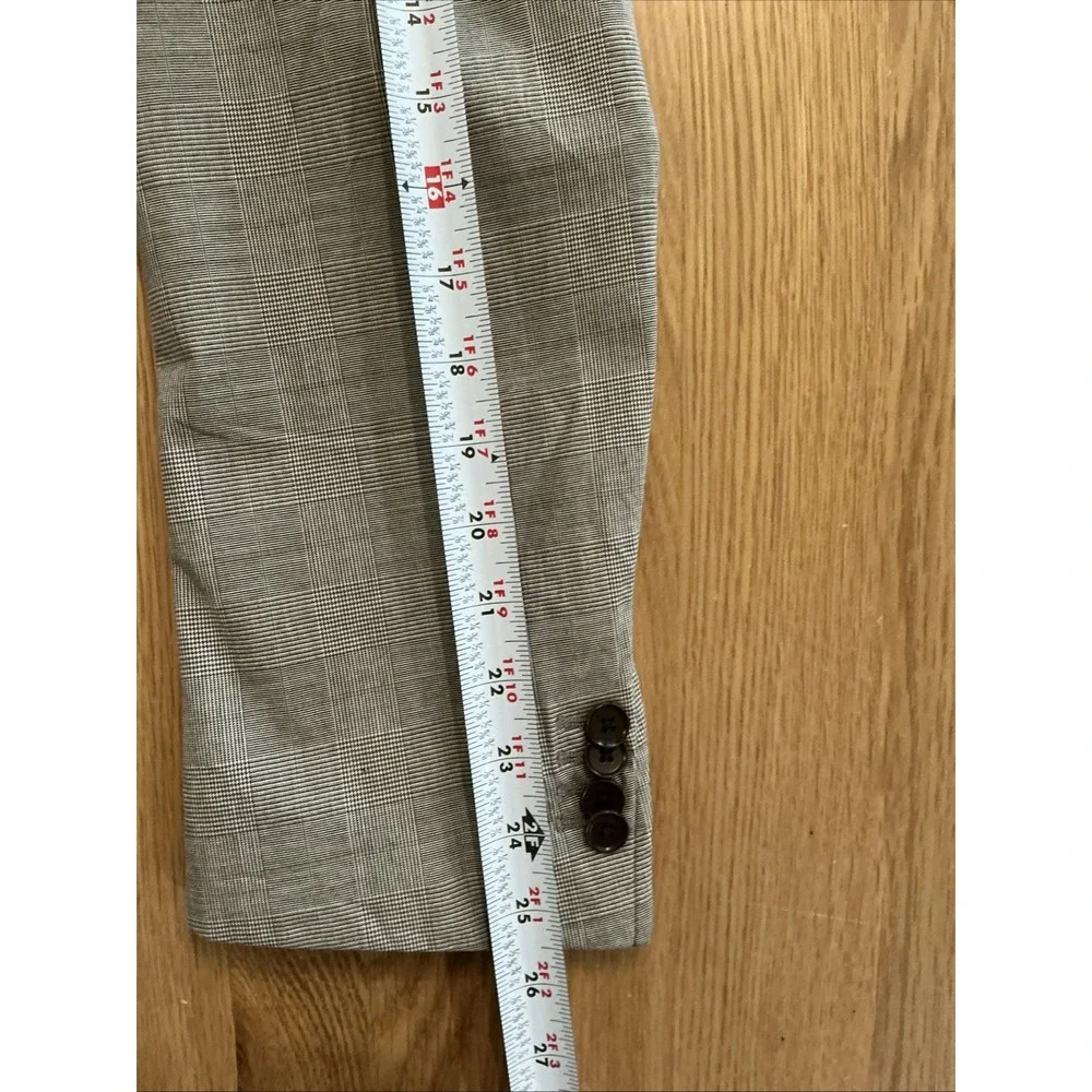 Banana Republic Tailored Fit Blazer 40R Gray‎ Glen Plaid Cotton Stretch